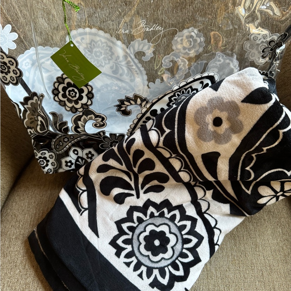 Vera Bradley Midnight Paisley Floral Towel & Beach Bag Set